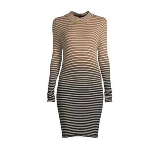 Anthony Thomas Melillo ATM Dip Dye Stripe Green Black Combo  Midi Dress Small